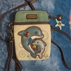 Chala Dolphin Crossbody Bag - Teal and Cream